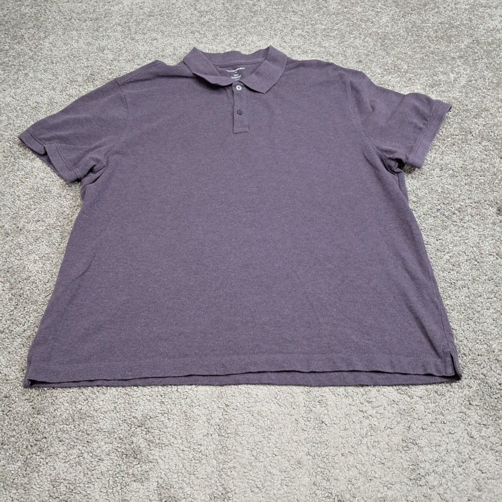 Banana Republic Mens Pique Polo Shirt Purple Organic Cotton XL Short Sleeve